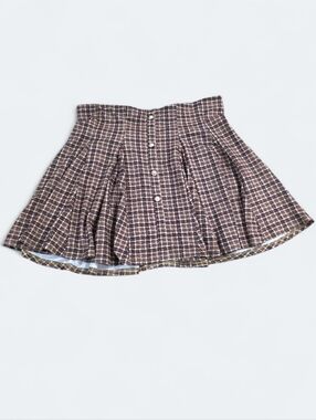 SHEIN Curve Plaid Pleated Mini Skirt - Brown Coffee Tartan Size 4XL